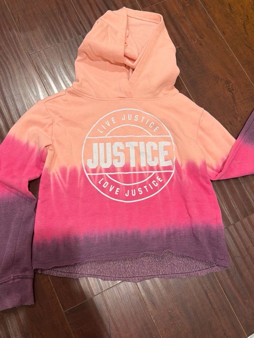 Justice Ombre Hoodie Sweatshirt in Peach Pink Purple